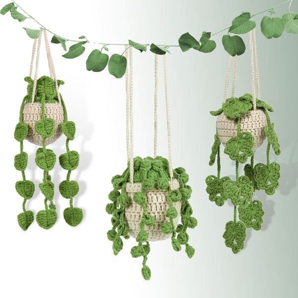 3 PCS Leaf Potted Plant Crochet Kit for Beginners
