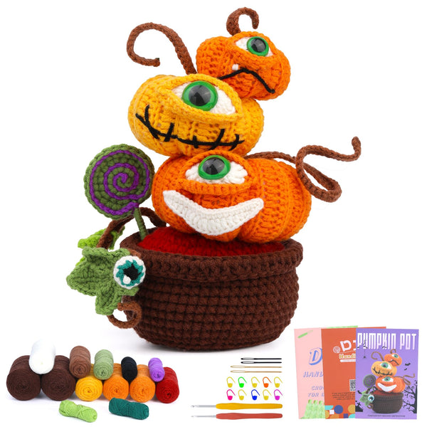 Pumpkin Potted Halloween Crochet Kit for Beginners