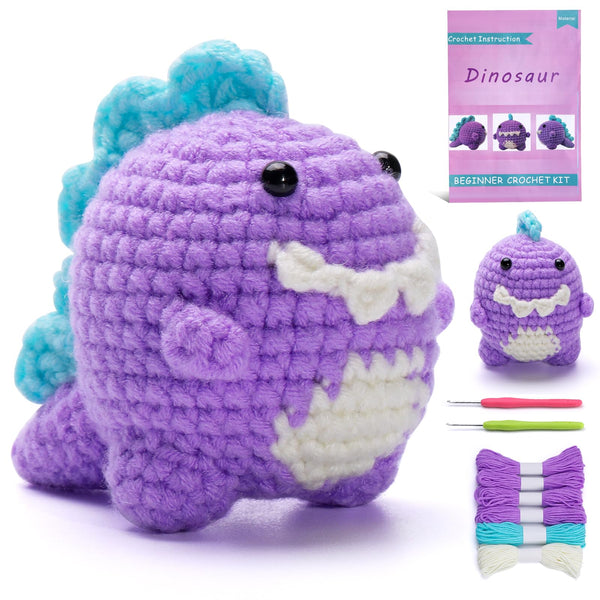 Little Purple Dinosaur Crochet Kit for Beginners