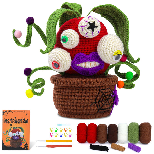 Multi-eyed Potted Halloween Crochet Kit for Beginners