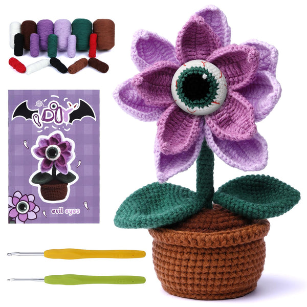 Evil Eyes Halloween Crochet Kit for Beginners