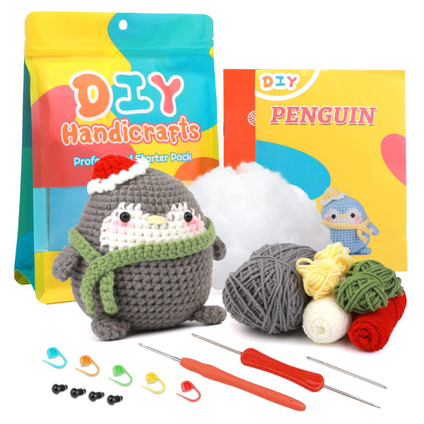 Gray Penguin Crochet Kit for Beginners