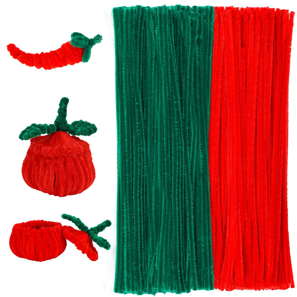 Red&Green - 120 Pieces Pipe Chenille Stems for Pipe Cleaners DIY Projects Beginner Creative Crafts
