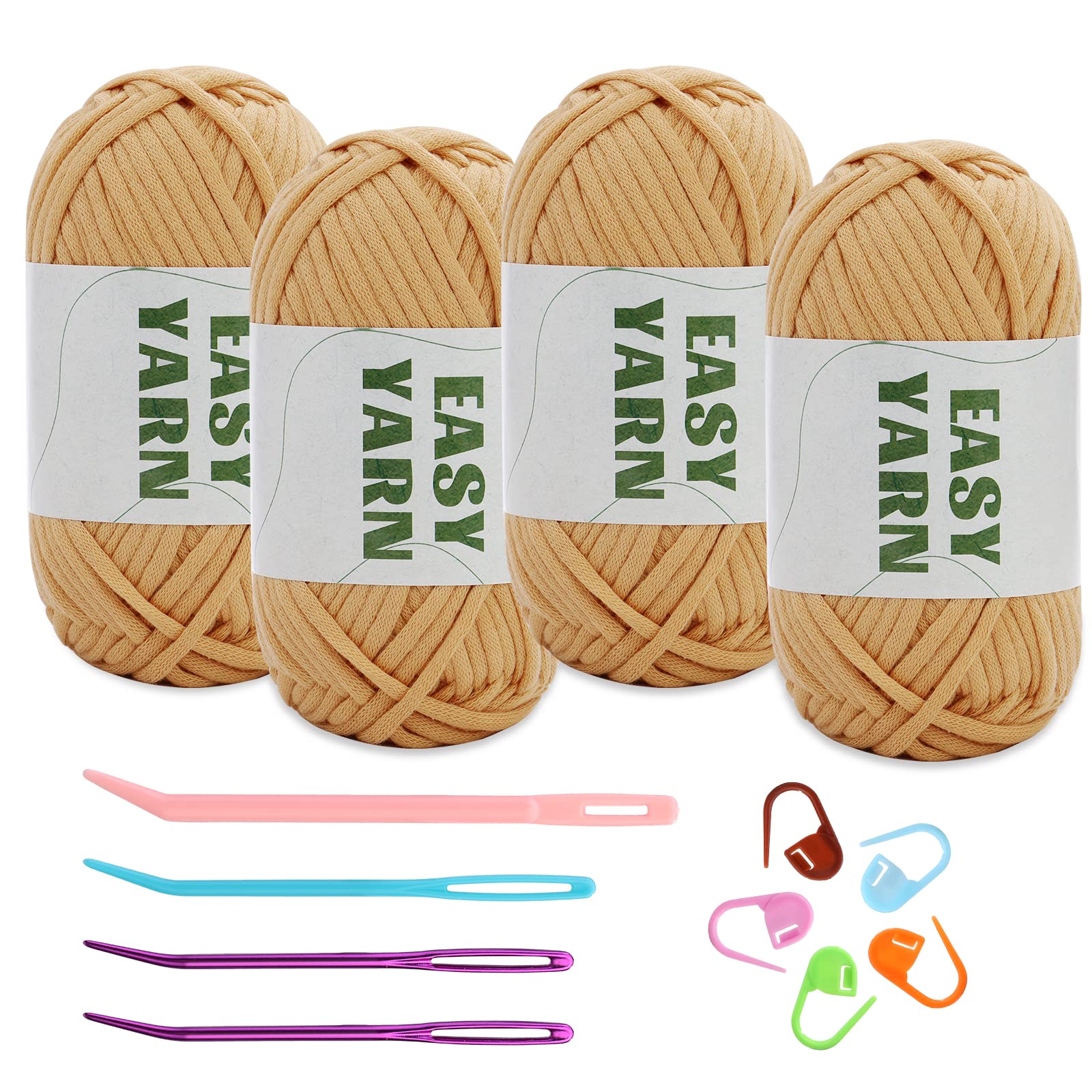  kdafio 4 Pack T-Shirt Yarn Set, 3.5Oz Flat Crochet