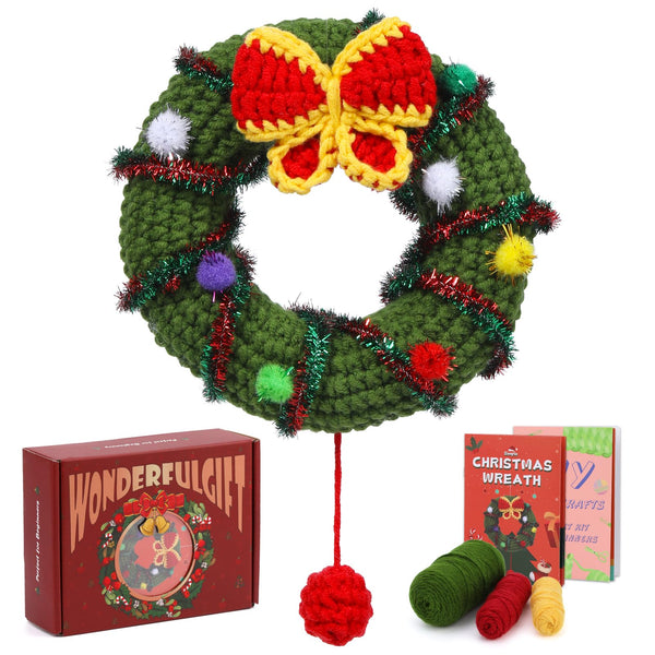 Simple Christmas Wreath - Christmas Crochet Kit for Beginners