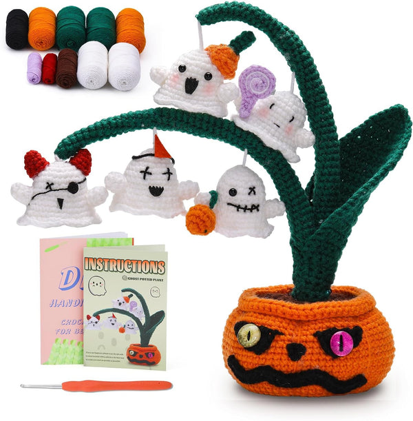 Ghost Potted Plant Series Halloween Crochet Kit for Beginners