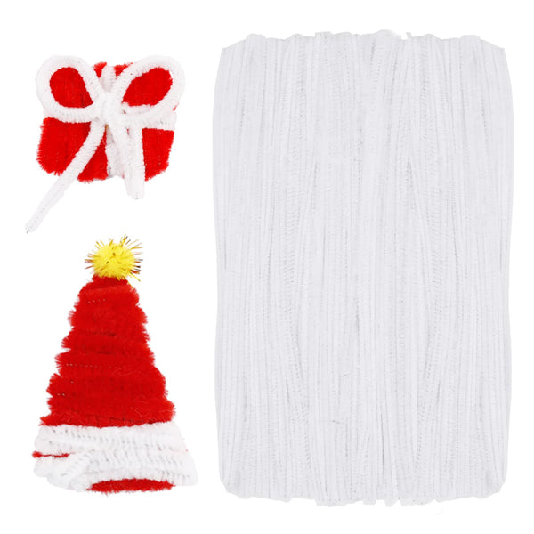 White - 120 Pieces Pipe Chenille Stems for Pipe Cleaners DIY Projects Beginner Creative Crafts(5mm x 12inch)