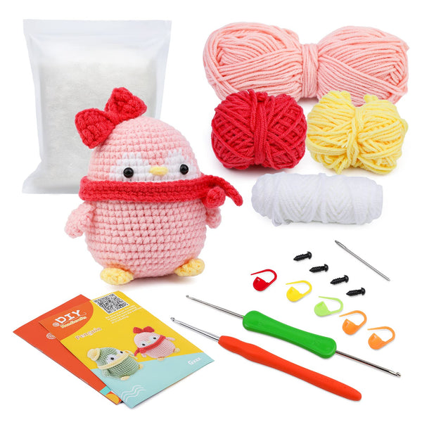 Pink Penguin Crochet Kit for Beginners