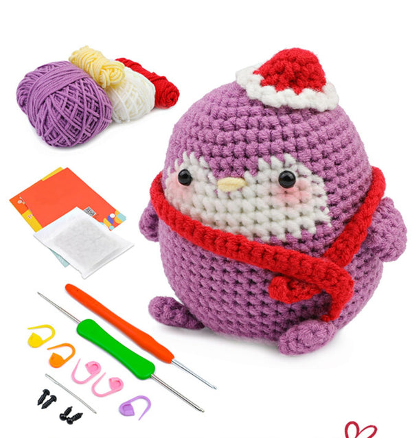 Purple Penguin Crochet Kit for Beginners